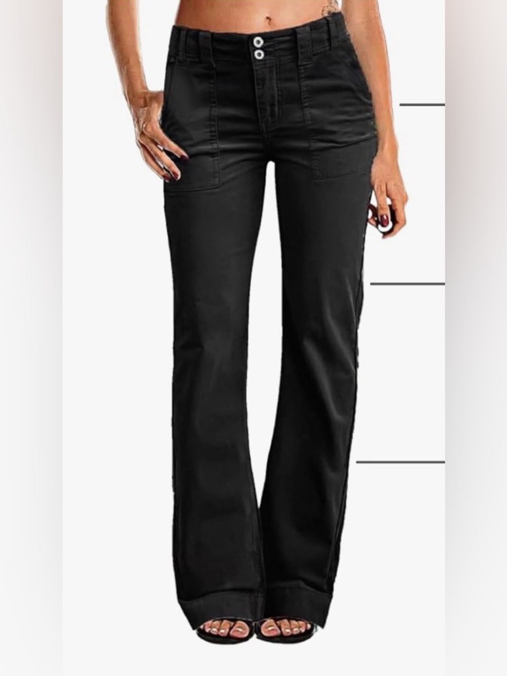 Flamingals Womens Wide Leg Pants Mid Waist Flare Straight Leg Corduroy Medium